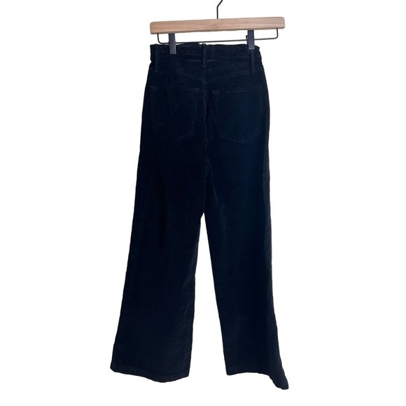 Frame Pants Womens 23 Black Wide Leg Flare Corduroy Casual High Rise - Picture 4 of 6